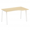 Metal System Стол криволинейный правый на А-образном м/к БА.СА-2 (R) Акация Лорка/Металл Белый 1400*