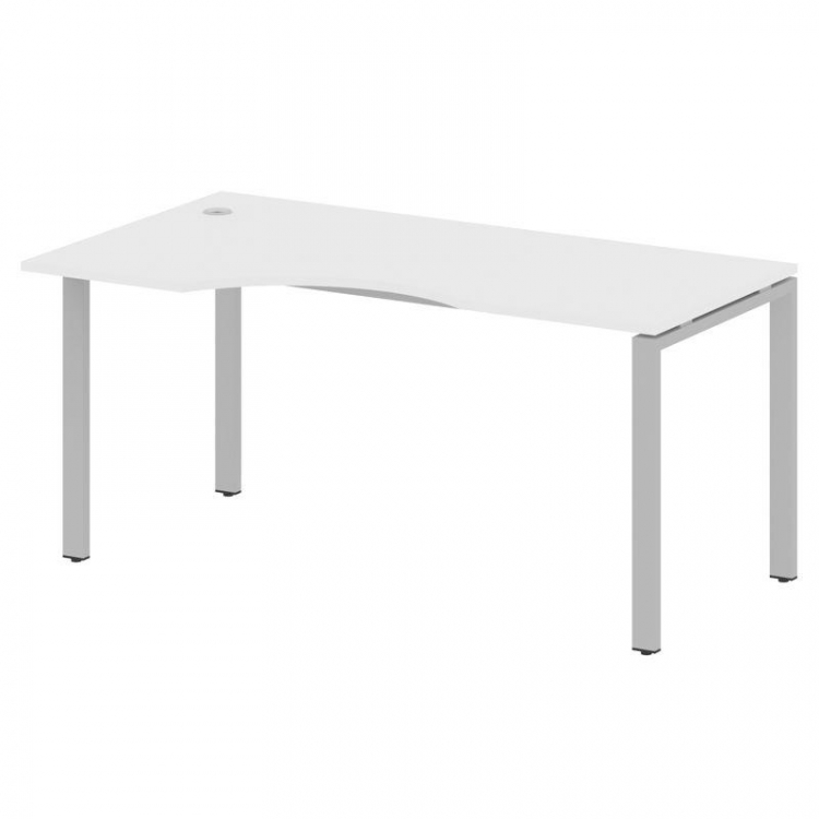 Metal System Стол криволинейный левый на П-образном м/к БП.СА-1 (L) Белый/Металл Серый 1600*900*750