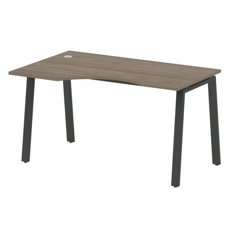 Metal System Стол криволинейный левый на А-образном м/к БА.СА-2 (L) Вяз Благородный/Металл Антрацит