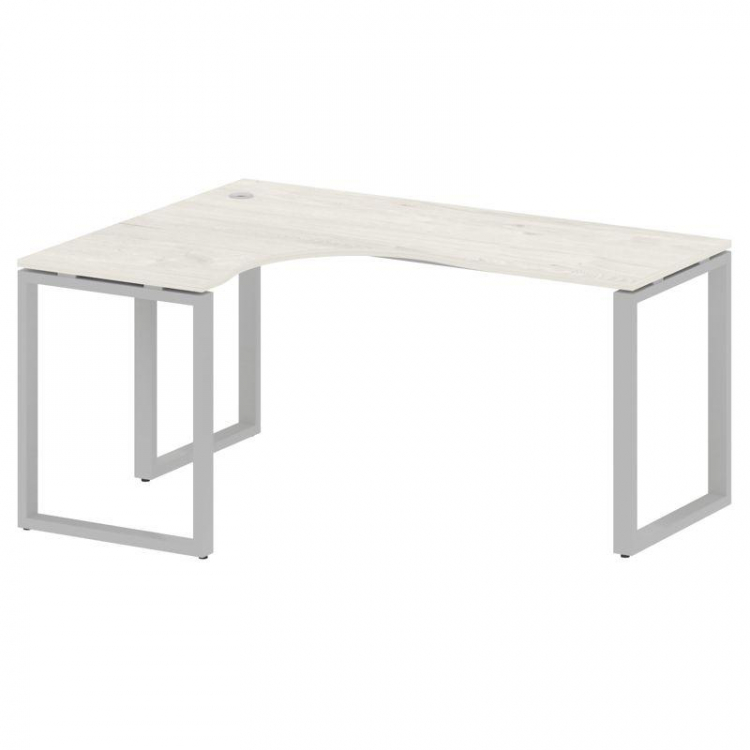 Metal System Стол криволинейный левый на О-образном м/к БО.СА-4 (L) Дуб Наварра/Металл Серый 1600*12