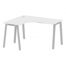 Metal System Стол криволинейный левый на А-образном м/к БА.СА-3 (L) Белый/Металл Серый 1400*1200*750