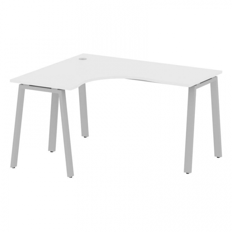 Metal System Стол криволинейный левый на А-образном м/к БА.СА-3 (L) Белый/Металл Серый 1400*1200*750