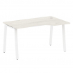 Metal System Стол криволинейный правый на А-образном м/к БА.СА-2 (R) Дуб Наварра/Металл Белый 1400*9