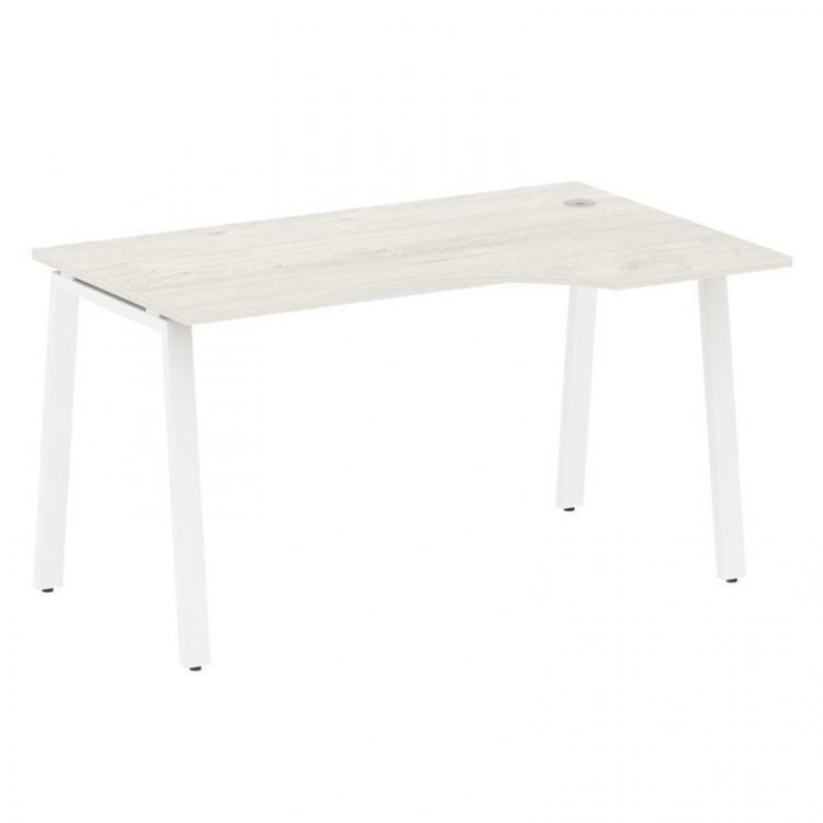 Metal System Стол криволинейный правый на А-образном м/к БА.СА-2 (R) Дуб Наварра/Металл Белый 1400*9