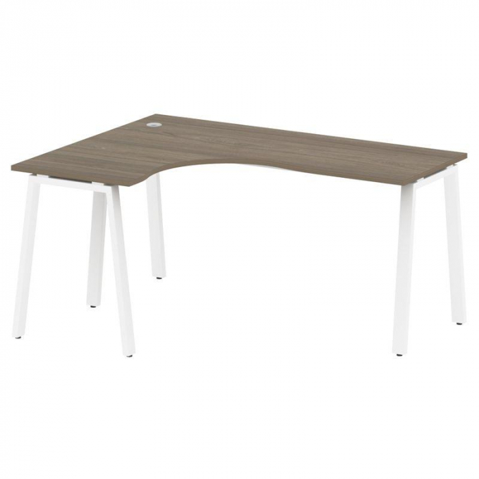 Метал Систем Стол криволинейный левый на А-образном м/к БА.СА-4 (L) Вяз Благородный/Металл Белый 160