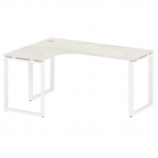 Metal System Стол криволинейный левый на О-образном м/к БО.СА-4 (L) Дуб Наварра/Металл Белый 1600*12