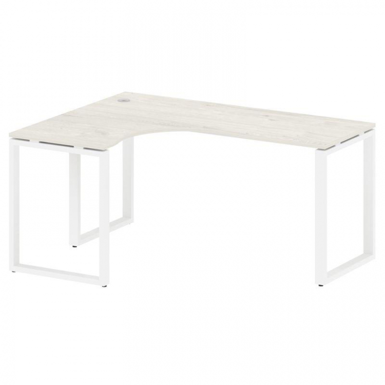 Metal System Стол криволинейный левый на О-образном м/к БО.СА-4 (L) Дуб Наварра/Металл Белый 1600*12
