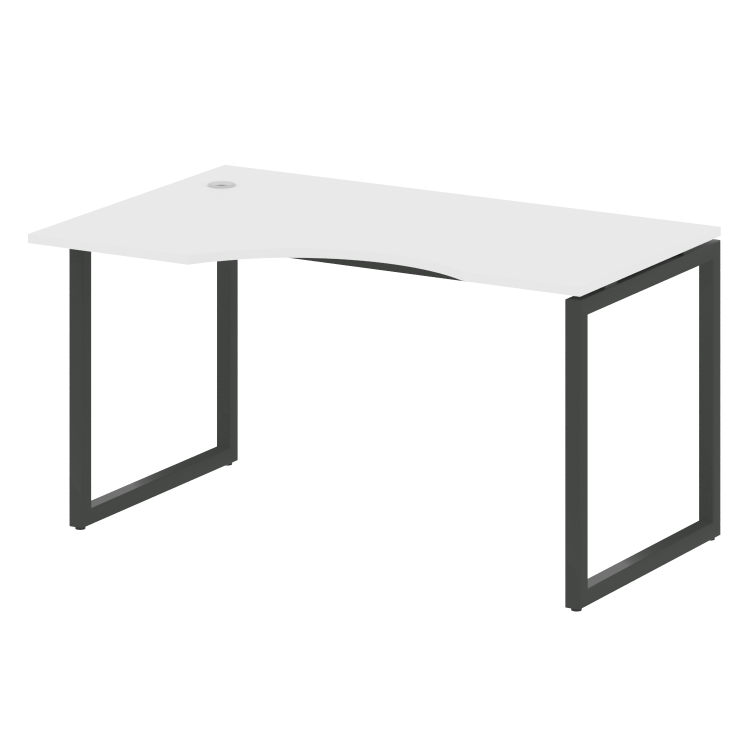Metal System Quattro Стол криволинейный левый на О-образном м/к 40БО.СА-2 (L) Белый/Металл Антрацит