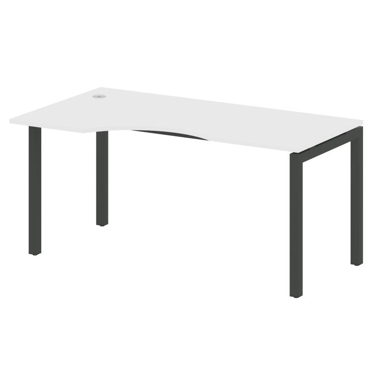 Metal System Quattro Стол криволинейный левый на П-образном м/к 50БП.СА-1 (L) Белый/Металл Антрацит