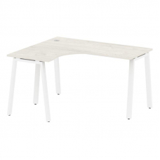 Metal System Стол криволинейный левый на А-образном м/к БА.СА-3 (L) Дуб Наварра/Металл Белый 1400*12