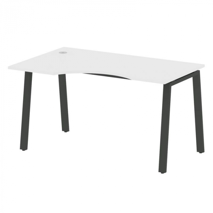 Metal System Стол криволинейный левый на А-образном м/к БА.СА-2 (L) Белый/Металл Антрацит 1400*900*7
