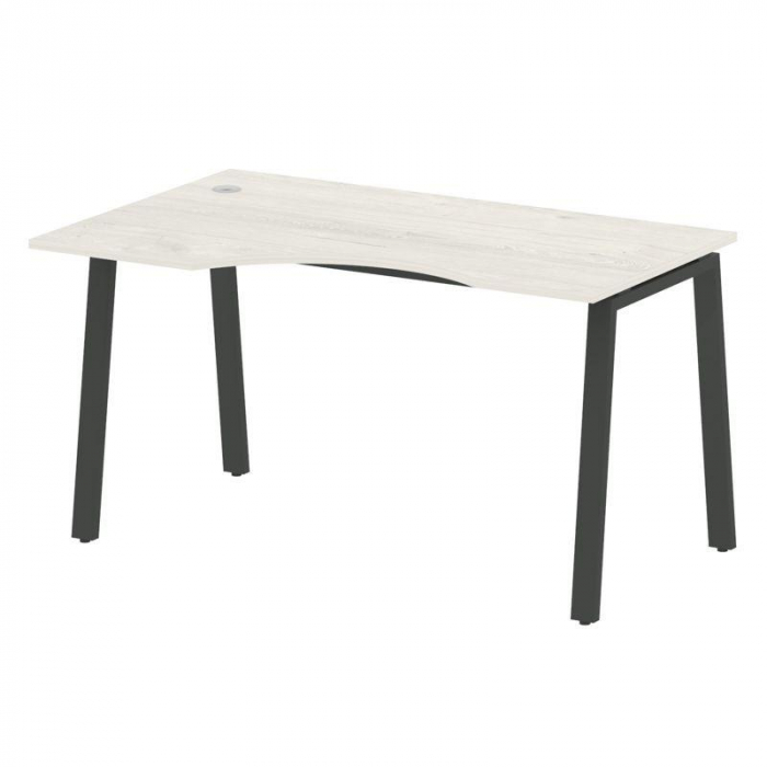 Metal System Стол криволинейный левый на А-образном м/к БА.СА-2 (L) Дуб Наварра/Металл Антрацит 1400