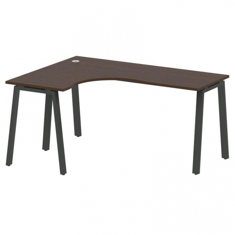 Metal System Стол криволинейный левый на А-образном м/к БА.СА-4 (L) Венге Цаво/Металл Антрацит 1600*