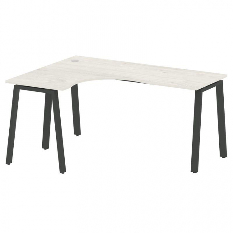 Metal System Стол криволинейный левый на А-образном м/к БА.СА-4 (L) Дуб Наварра/Металл Антрацит 1600