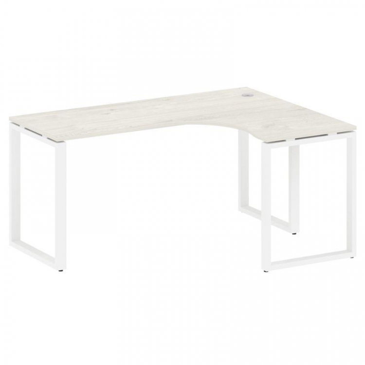 Metal System Стол криволинейный правый на О-образном м/к БО.СА-4 (R) Дуб Наварра/Металл Белый 1600*1