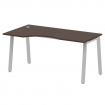 Metal System Стол криволинейный левый на А-образном м/к БА.СА-1 (L) Венге Цаво/Металл Серый 1600*900