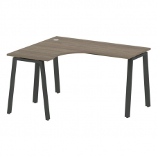 Metal System Стол криволинейный левый на А-образном м/к БА.СА-3 (L) Вяз Благородный/Металл Антрацит