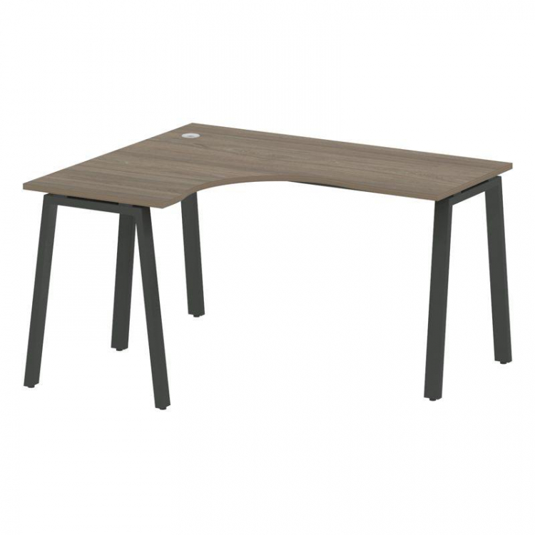 Metal System Стол криволинейный левый на А-образном м/к БА.СА-3 (L) Вяз Благородный/Металл Антрацит