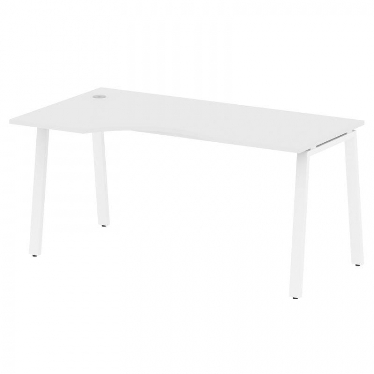 Metal System Стол криволинейный левый на А-образном м/к БА.СА-1 (L) Белый/Металл Белый 1600*900*750