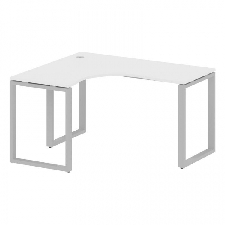 Metal System Стол криволинейный левый на О-образном м/к БО.СА-3 (L) Белый/Металл Серый 1400*1200*750