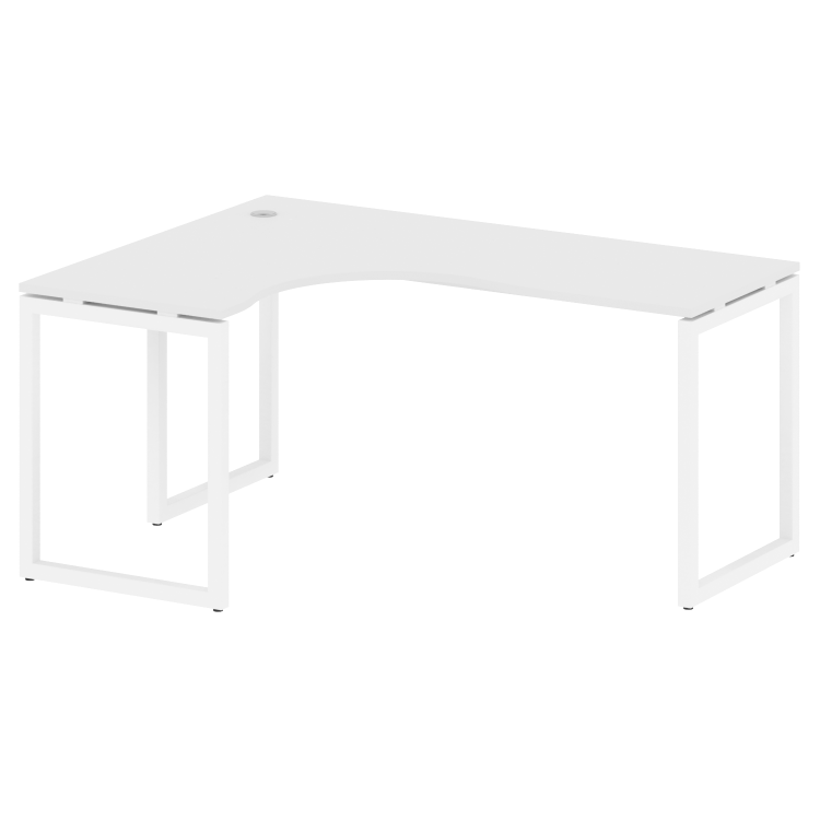Metal System Quattro Стол криволинейный левый на О-образном м/к 40БО.СА-4 (L) Белый/Металл Белый 160