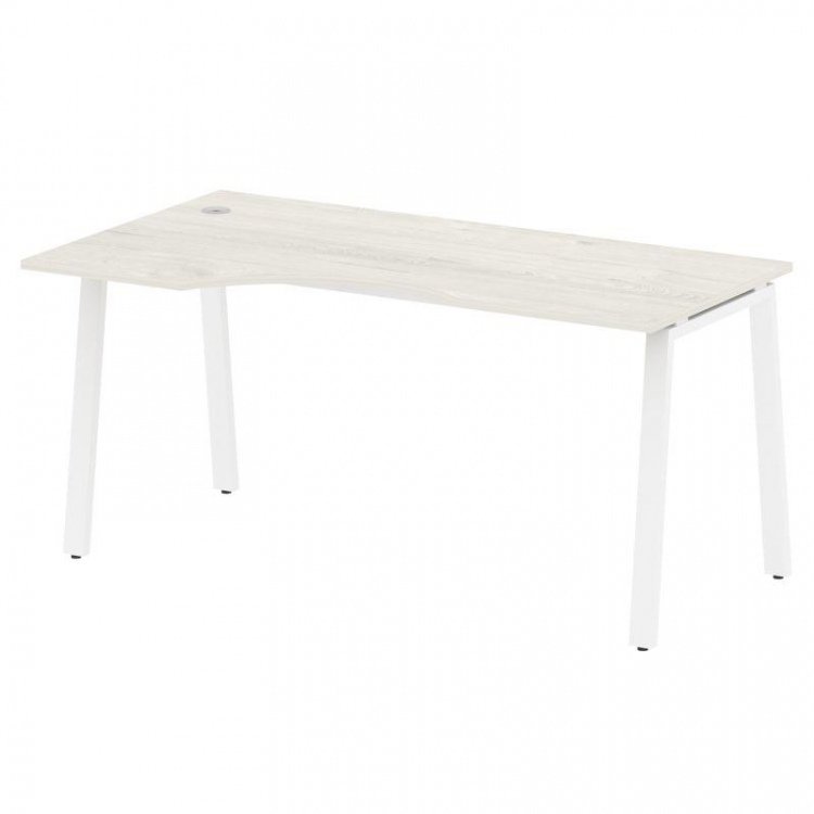 Metal System Стол криволинейный левый на А-образном м/к БА.СА-1 (L) Дуб Наварра/Металл Белый 1600*90