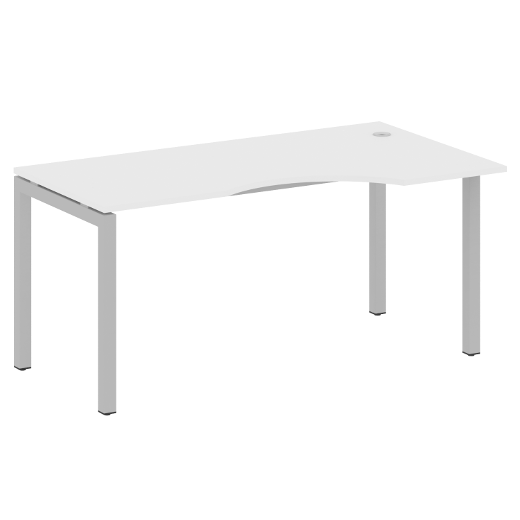 Metal System Quattro Стол криволинейный правый на П-образном м/к 50БП.СА-1 (R) Белый/Металл Серый 16