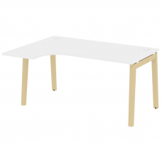 Onix Wood Стол эргономичный левый OW.SA-4 (L) Белый Бриллиант/Дуб Светлый/Металл Белый 1580*1180*750