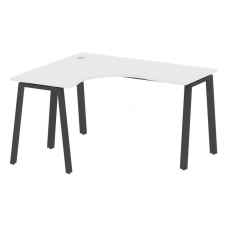 Metal System Стол криволинейный левый на А-образном м/к БА.СА-3 (L) Белый/Металл Антрацит 1400*1200*