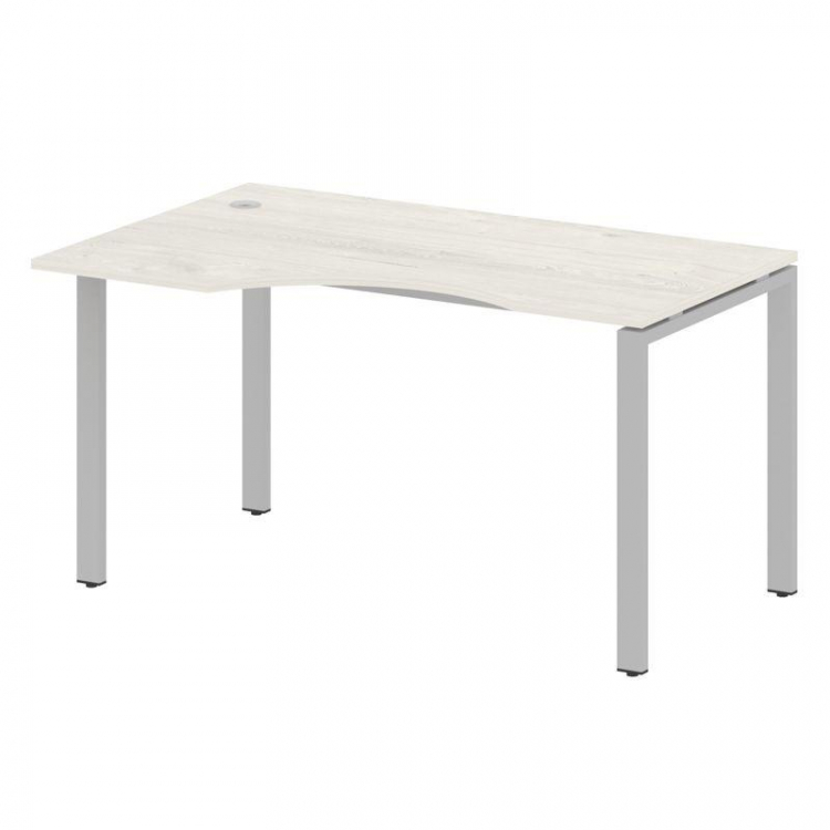 Metal System Стол криволинейный левый на П-образном м/к БП.СА-2 (L) Дуб Наварра/Металл Серый 1400*90