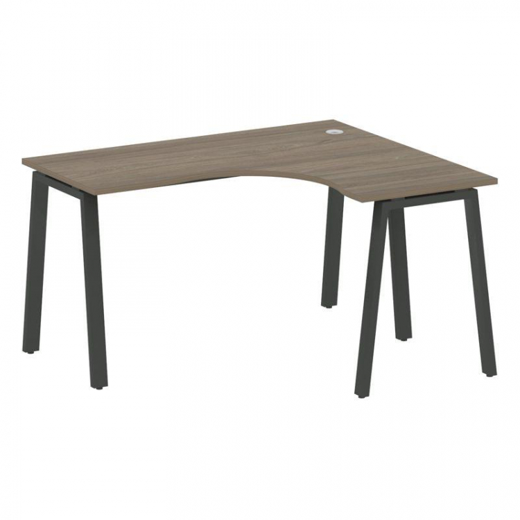 Metal System Стол криволинейный правый на А-образном м/к БА.СА-3 (R) Вяз Благородный/Металл Антрацит