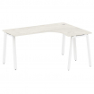 Metal System Стол криволинейный правый на А-образном м/к БА.СА-4 (R) Дуб Наварра/Металл Белый 1600*1