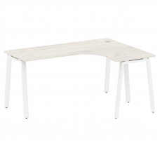 Metal System Стол криволинейный правый на А-образном м/к БА.СА-4 (R) Дуб Наварра/Металл Белый 1600*1