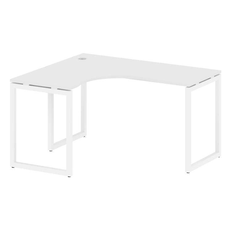 Metal System Quattro Стол криволинейный левый на О-образном м/к 40БО.СА-3 (L) Белый/Металл Белый 140