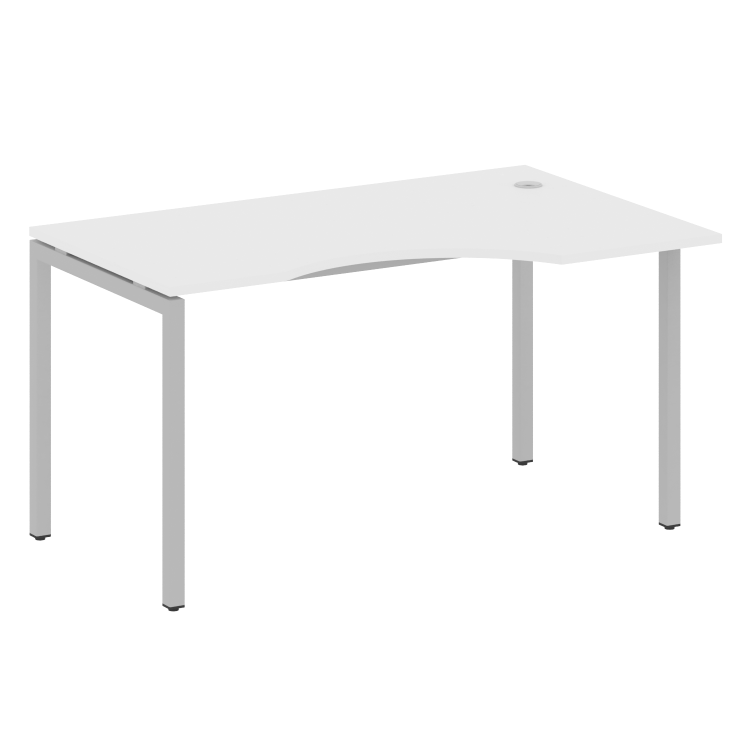 Metal System Quattro Стол криволинейный правый на П-образном м/к 40БП.СА-2 (R) Белый/Металл Серый 14