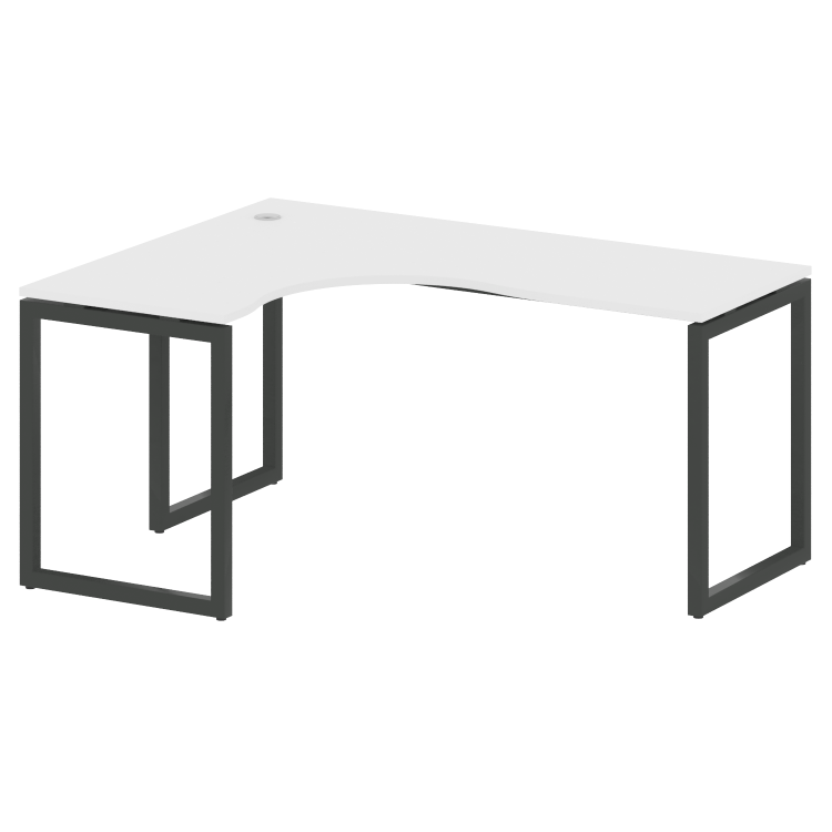 Metal System Quattro Стол криволинейный левый на О-образном м/к 40БО.СА-4 (L) Белый/Металл Антрацит