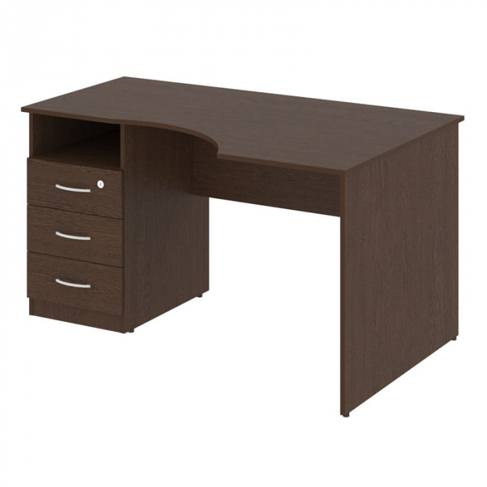 Nova S Стол криволинейный с тумбой левый В.САТ-2 (L) Венге Цаво 1400*900*750