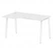 Metal System Стол криволинейный левый на А-образном м/к БА.СА-2 (L) Белый/Металл Белый 1400*900*750