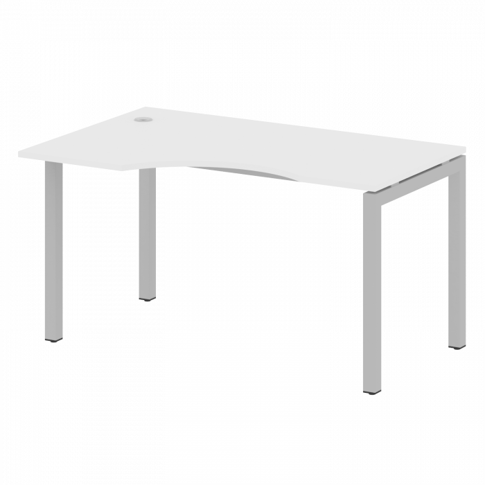 Metal System Quattro Стол криволинейный левый на П-образном м/к 50БП.СА-2 (L) Белый/Металл Серый 140