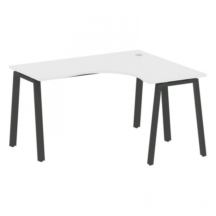 Metal System Стол криволинейный правый на А-образном м/к БА.СА-3 (R) Белый/Металл Антрацит 1400*1200
