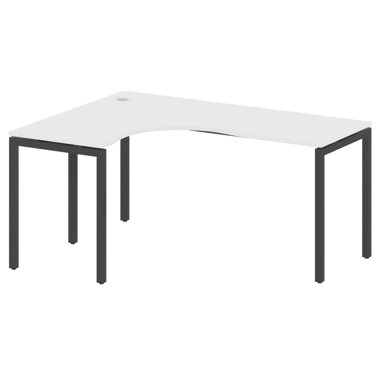 Metal System Quattro Стол криволинейный левый на П-образном м/к 40БП.СА-4 (L) Белый/Металл Антрацит