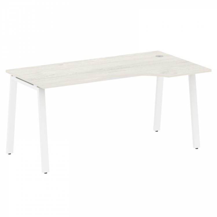 Metal System Стол криволинейный правый на А-образном м/к БА.СА-1 (R) Дуб Наварра/Металл Белый 1600*9