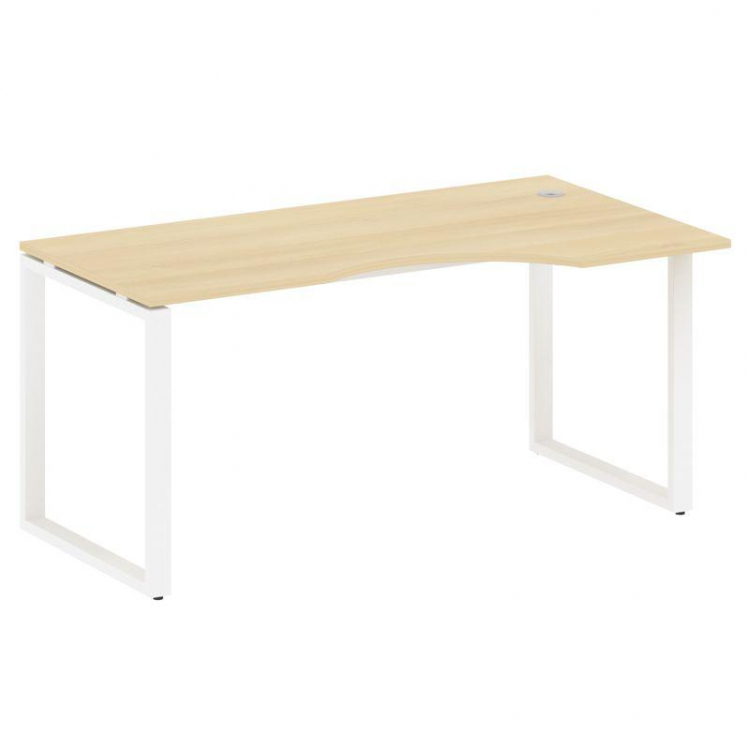 Metal System Стол криволинейный правый на О-образном м/к БО.СА-1 (R) Акация Лорка/Металл Белый 1600*