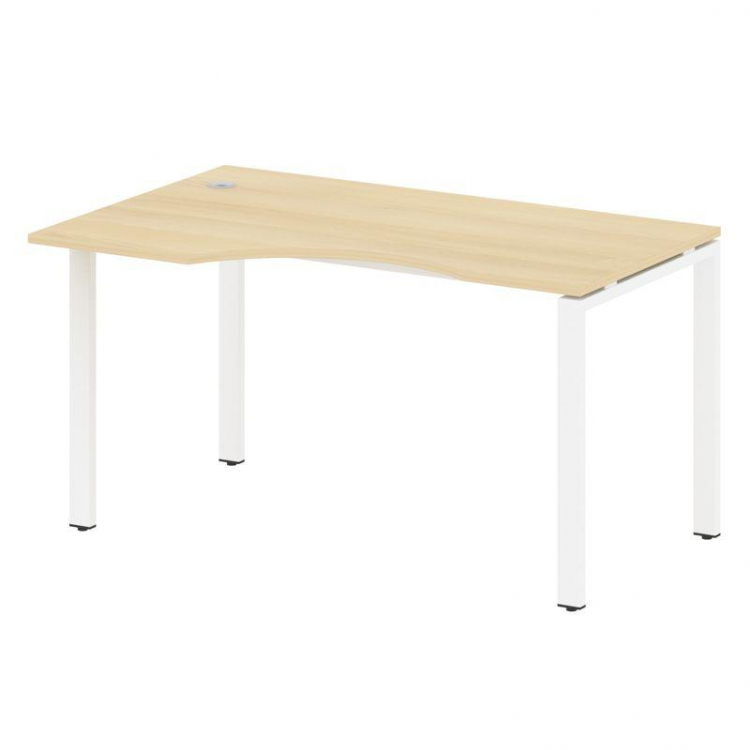 Metal System Стол криволинейный левый на П-образном м/к БП.СА-2 (L) Акация Лорка/Металл Белый 1400*9