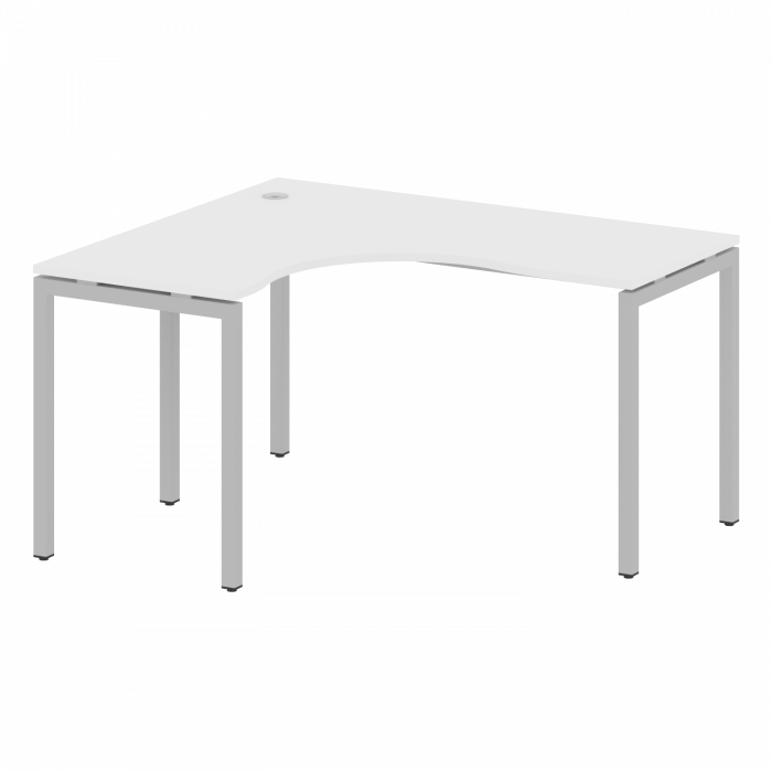 Метал Систем Куатро Стол криволинейный левый на П-образном м/к 40БП.СА-3 (L) Белый/Металл Серый 1400