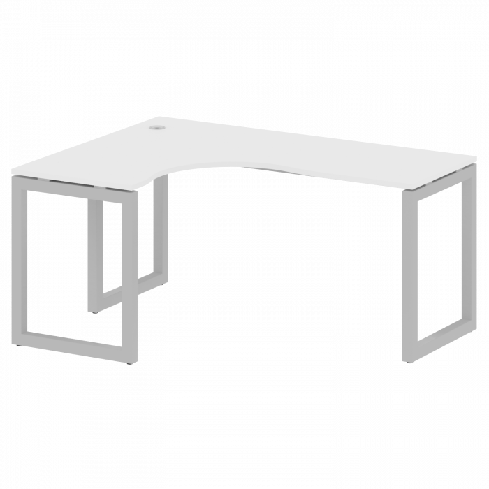 Metal System Quattro Стол криволинейный левый на О-образном м/к 50БО.СА-4 (L) Белый/Металл Серый 160