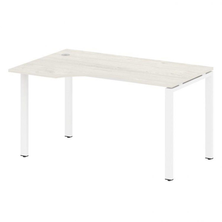 Metal System Стол криволинейный левый на П-образном м/к БП.СА-2 (L) Дуб Наварра/Металл Белый 1400*90