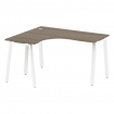Metal System Стол криволинейный левый на А-образном м/к БА.СА-3 (L) Вяз Благородный/Металл Белый 140