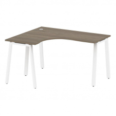 Metal System Стол криволинейный левый на А-образном м/к БА.СА-3 (L) Вяз Благородный/Металл Белый 140