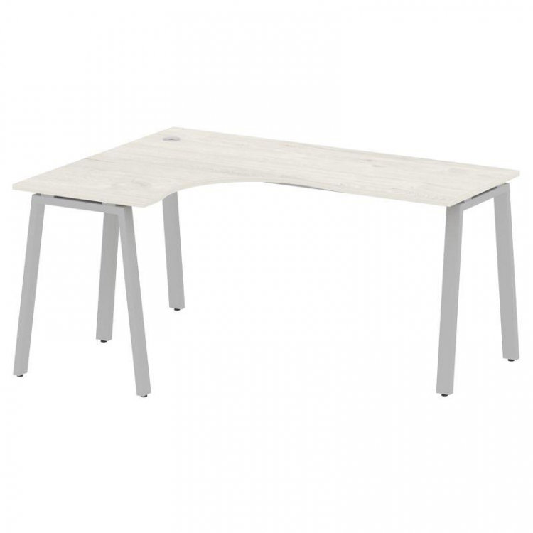 Metal System Стол криволинейный левый на А-образном м/к БА.СА-4 (L) Дуб Наварра/Металл Серый 1600*12